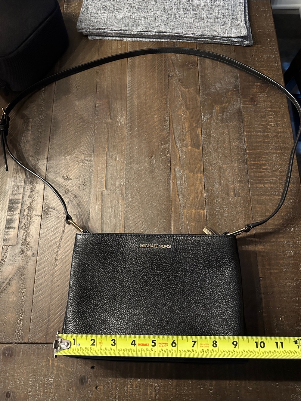 Michael Kors Black Pebbled Leather Crossbody with Gold Logo - Picture 2 of 5